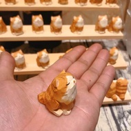 ไม้แกะสลักแมวแกะสีส้ม ของขวัญศิลปะช่างมือ รูปแบบญี่ปุ่น ตกแต่งโต๊ะทำงาน
