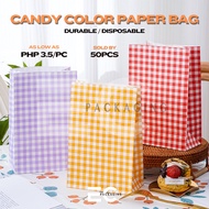 [EC] 50Pcs Candy Color Theme Paper Bag Takeout Bag For Food/Drinks Aesthetic Disposable