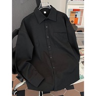 Pure Cotton Long-Sleeved Shirt Men Casual Street Wear All-Match Solid Color High-End French Japanese