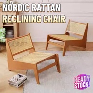 【COD】Rattan Chair Soild Wood Rotan Nordic Modern Arm Chair Kerusi Lounge Chair Living Room Bedroom 藤