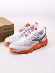 全新 排球鞋美津濃Mizuno WAVE MOMENTUM ELITE排球鞋白灰橘配色多色可選男女同款低筒設計四季可穿