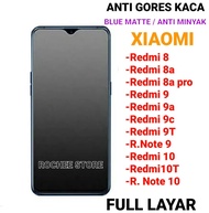 ANTI GORES KACA BLUE MATTE / ANTI MINYAK XIAOMI REDMI 8 / REDMI 8A / REDMI 8A PRO / REDMI 9 / REDMI 9A / REDMI 9C / REDMI 9T / REDMI NOTE 9 / REDMI 10 / REDMI 10T / REDMINOTE 10 / ANTI GORES KACA BLUE MATTE / ANTI MINYAK XIAOMI / ANTI GORES KACA FULL