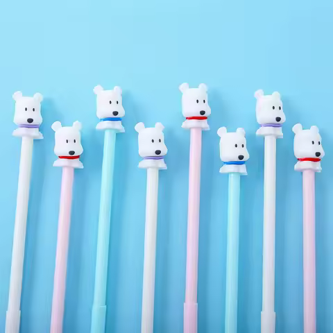 36PCS Korean Style Signature Pen Creative Fun Dog Animal Flexible Glue Gel Pens Student Writing Pen 