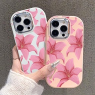Softcase For IQOO U5x Z7i Z9 5G Z9X 5G Silicon Silver Chrome Lens Simple Pink Flower Phone Case