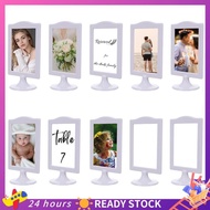 【HOT SALE】 Double Sided Standing Picture Frames 4x6 Inch 2 Side Pedestal Picture Frames Plastic Whit