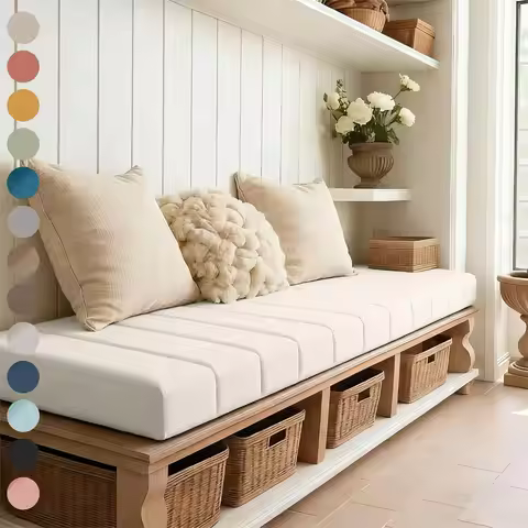 Custom 4cm Teddy Waterproof Long Bench Cushions Long Mattress Bay Window Pads Chair Seat Pads Decora