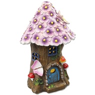 Fairy Garden House Solar Garden Statues Sculpture Miniature Figurine Treehouse Decor Lawn Yard Ornam