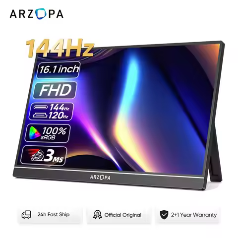 ARZOPA 16.1" 144hz 100% sRGB 1080P FHD Portable Gaming Monitor HDR External Second Screen for Switch