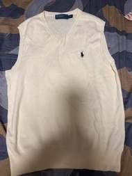 Polo Ralph Lauren (Polo by Ralph Lauren) 米白色／乳白色 V 領針織背心