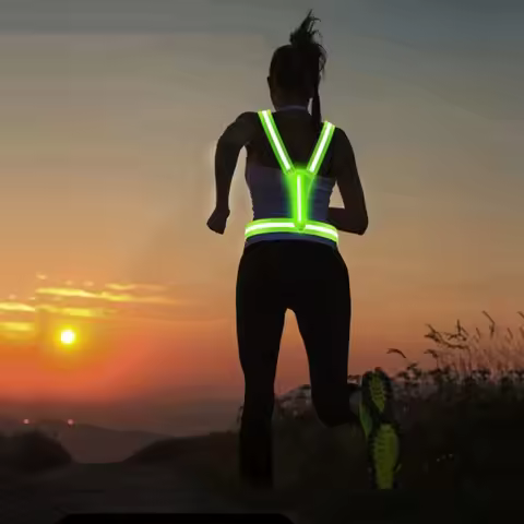USB Rechargeable LED Running Vest Waterproof Reflective Straps Glowing Reflector Vest Breathable Adj