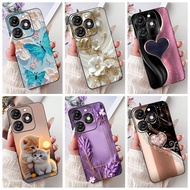 ITEL A70 Case A665L Aesthetic Fashion Butterfly Flowers Cute Cat Love Soft Back Cover ITEL A 70 ITEL