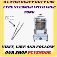 ♞HEAVY DUTY PURE STAINLESS 3 LAYER GAS TYPE STEAMER BEST FOR SIOPAO / SIOMAI / HOTDOG