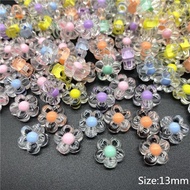 COD√40 Pcs Manik Manik  Fosted Mote  lec Bunga Sakura isi Dof Dan Bening Mute Bunga Bahan Craft &IDY