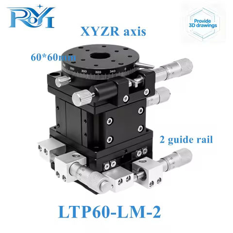 XYZR Axis 60x60mm LTP60‑LM-2 4Axis V‑Type Fine‑tuning Manual Linear Sliding Table Displacement Platf