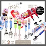 Hoshi Baby Disney Character 3D Stainless Spoon and Fork with Case, Official Disney Licensed, 18Mos+