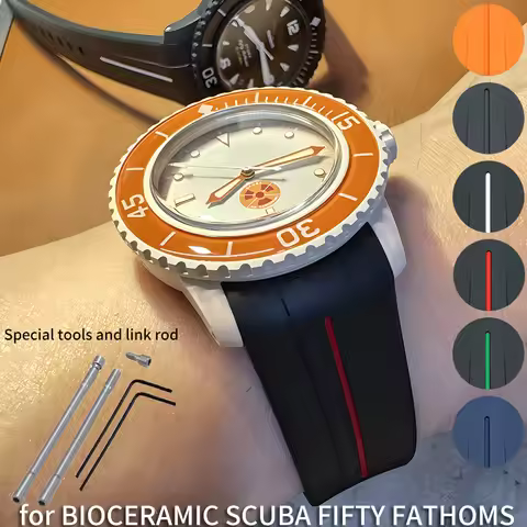 High-quality silicone rubber watch strap for Blancpain x Swatch SCUBA FIFTY FATHOMS 22mm Curved Inte
