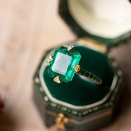 Nhẫn Đá Quý Diamond Embedded Imitation Green Emerald Simplicity Quality Style Copper Material Fashio