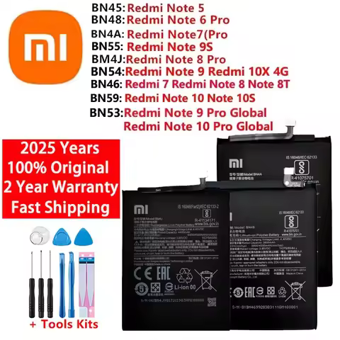 100% Original Battery BN48 BN53 BN59 For Xiaomi Hongmi Redmi 7 10X Note9 Note10 Note 5 6 8 8T 9 9S 1
