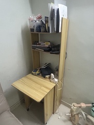 Compact Folding Desk with Storage Shelves