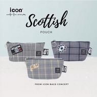 ICON Pencil Case is a scottish style of black Check with embroidery patch of Size 22x7x10.5CM