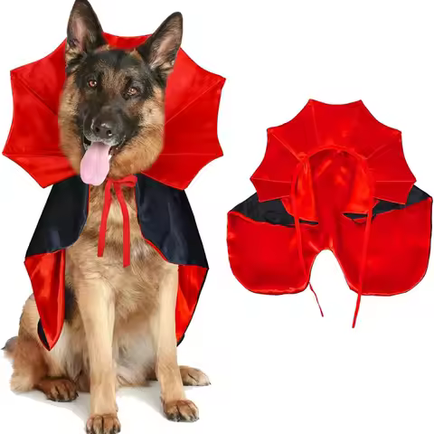 Halloween cat and dog vampire costume, Halloween pet cape devil costume adjustable red black cape