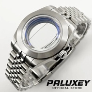 PALUXEY 40mm Blue AR Coating Glass Slope Bezel Brushed Dive Jubilee Bracelet Watch Case For NH34 NH3