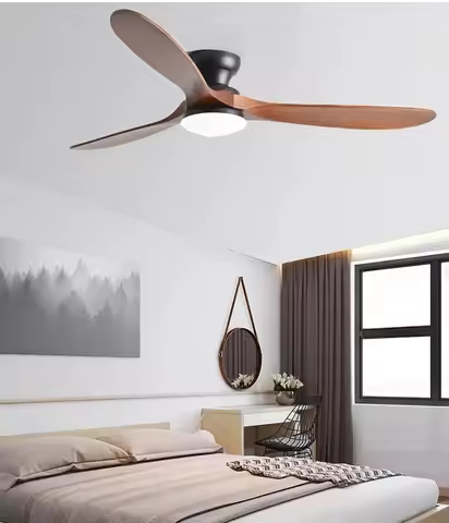 70inch Low Floor Ceiling Fan Light Remote Control Led Llights Indoor Restaurant Solid wood fan leave