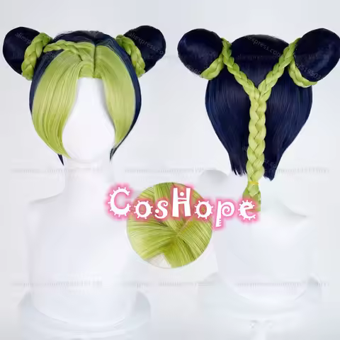 JOJO Jolyne Cujoh Cosplay Wig 30cm Dark Blue Green Wig Anime Heat Resistant Synthetic Wigs for Hallo