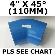 PVC ELBOW 4" X 45° BLUE FOR CLEAN WATER ( 110MM ) ----------------------------------------- 4" X 45°