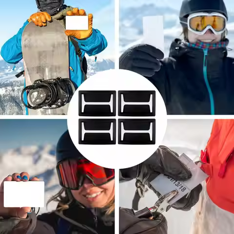 4Pcs Ski Goggle Pass Holders Replaces Weatherproof Helmet Attachment ID Badge Holders for Practice O
