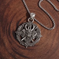 Kalung Logo Samurai Bulat - Warrior Devil Demon King Ghost Soldier Silver Black Necklace Chain Penda