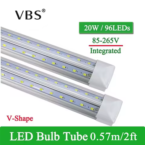 1 PCS V-Shape Integrated LED Tube Lamp 20W T8 570mm 2FT LED Bulbs 96LEDs Super Bright Led Fluorescen