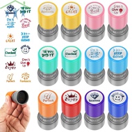 12Pcs Teacher Review Encouraging Stamp Portable Self Inking Teacher Reward Stamp SHOPTKC4074