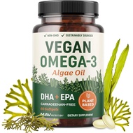 Vegan Omega 3 Algae Oil | Plant Based DHA EPA | Sustainably d, No Carrageenan, Non GMO | Heart, Brai