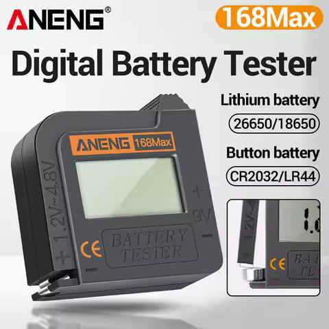 ANENG 168Max Battery Tester 18650 21700 Display Analyzer Check AAA AA Button Cell Meter Capacity Vol