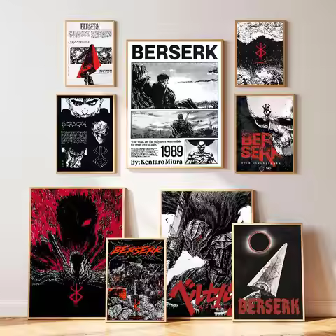 1pc Anime B-Berserk Cool Poster Self-adhesive Art Waterproof Paper Sticker Coffee House Bar Room Wal