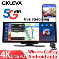 Ekleva 10.26 "Màn Hình 4K Camera ô tô Không Dây Carplay & Android Tự Động Dash Cam Bộ phát sóng FM M