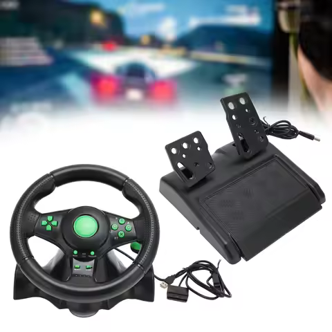 PC Racing Wheel Game Steering Wheel 180 Degree Car Racing Driving Wheel with Pedal for Racing Game P