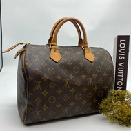 Louis Vuitton LV 老花字紋 speedy 30公分 波士頓包/手提包