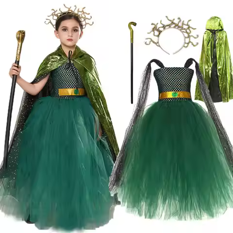 Umorden Greek Mythology Gorgon Medusa Cosplay for Girls Child Toddler Halloween Costume Tutu Dress S