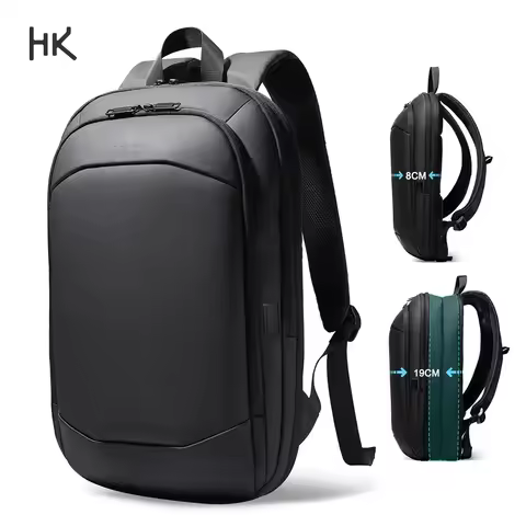 HK Slim Laptop Backpack for Men Business Expandable Backpack Waterproof Travel Backpack with USB Fas
