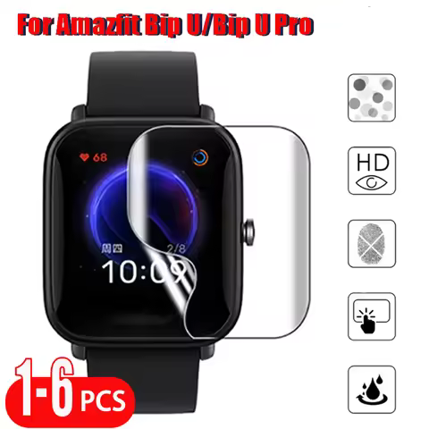 1-6 PCS Hydrogel Film for Amazfit Bip U/U Pro HD Clear Soft Cover Screen Protector for Amazfit Bip U
