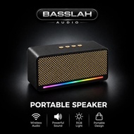 BassLah Portable Wireless Bluetooth Speaker 15W Powerful Sound RGB Light Vintage Retro Speaker with 