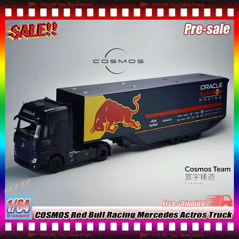 1:64 Scale Cosmos Red -Bull Racing Mercedes Actros Alloy Truck Model Oracle Red -Bull Livery Limited