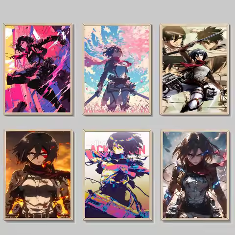 Mikasa Ackerman Self-adhesive Art Poster Whitepaper Prints Posters Artwork Home Decor