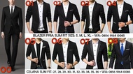 Setelan Jas Blazer Pria Slim Fit Hitam Branded