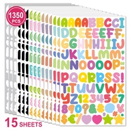 1.3cm Alphabet Sticker Alphabet Letter Sticker for kids  Alphanumeric Sticker 15 Sheets