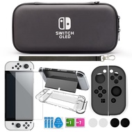 Accessories Kit for Nintendo Switch OLED Storage Carry Bag with 10 Game Card Slots Clear Hard Cover Case For NS Switch OLED