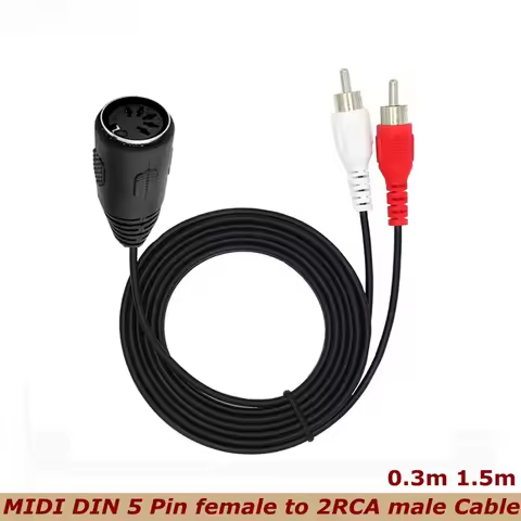 MIDI 5 Pin Din Female To 2 RCA Male Plug AMP Professional Grade Audio Cable For Bang & Olufsen Naim 