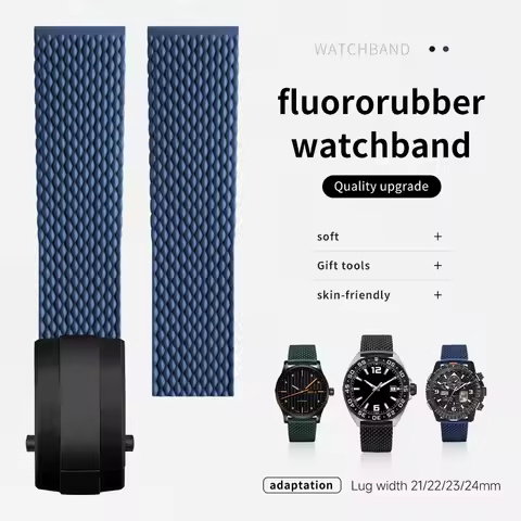 Universal Brand 21mm 22mm 23mm 24mm Quality FKM Fluororubber Watchband For Tudor Seiko Hamilton Long